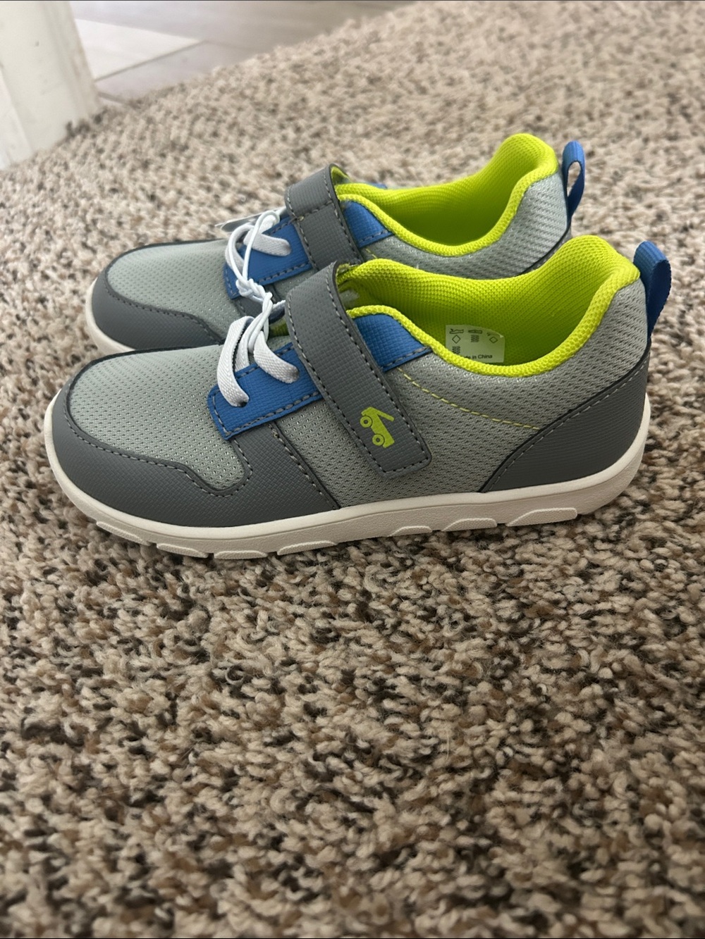 See Kai Run Gray, Blue & Neon Green Kids Sneakers